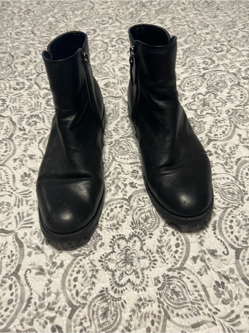 Classic Black Leather Women's Ankle Boots